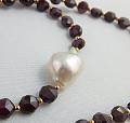 Flameball pearl and garnet necklace