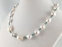 Flameball pearl and London blue topaz necklace