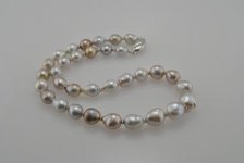 strand of cultured pearls from the Pteria penguin shell laid out