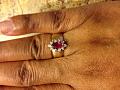 14K Marquise Ruby and Diamond Rose Gold Wide Textured Band