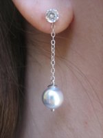 blue akoya dangle earring