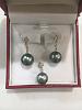 Teal Tahiti pearl earrings and pendant set Teal Tahiti pearl earrings and pendant set