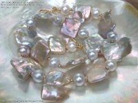 Giant Untreated Silvery and Pale Pink Wild Square Drip Coins Freshwater Pearls Necklace Catherine Cardellini