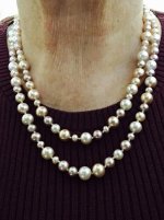 Cultured freshwater pearl rope in various sizes and colors worn doubled