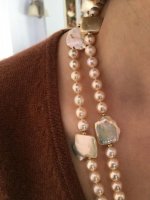Catherine Cardellini metallic golden pink squares and rounds freshwater pearl rope - The rope is 46 long