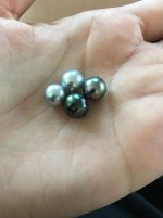 I figured we would be more interested in seeing the effect on pearls with colored bodies, so separated out the blue baroque akoya and tahitians