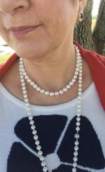My natural white Hanadama rope from PP with Mom's choker and sapphire earrings