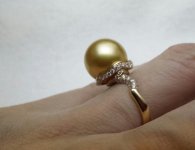 11-12 mm golden south sea pearl ring from local jeweler