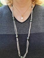Atlas South Sea pendant purchased in Bali and Tahitian and tiny white pearl rope from Pearl Paradise