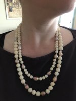 angelskin coral and baroque freshwater double strand