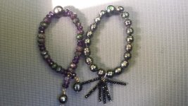 pistachio vietnamese akoyas, T bracelets with spinel, zoisite, and amethyst