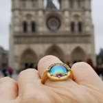 Sea of cortez ring worn outside notre dame in Paris