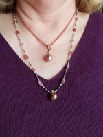 dark lavender Kasumi pearl necklace from Kojima with metallic edison from Pearl Paradise