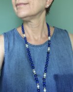 lapis and Freshadama necklace with hanadama studs