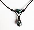 leather and tahitian pearls necklace
