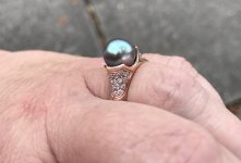 Sea of Cortez ring from Douglas in the Pearl Paradise rose gold setting