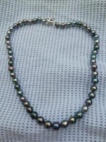 poor quality photo but shows the color well of Pearl Paradise Tahitian strand