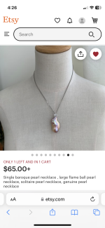 Etsy: Single Baroque Pearl Necklace
