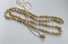 Gold south sea baroque strand with gold south sea pearl pendant on little h bale