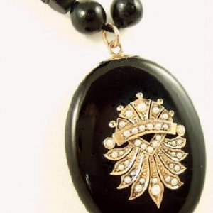 Victorian Jet & Seedpearl Locket