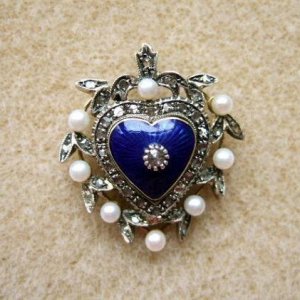 Victorian Enamel & Pearl Heart Pendant