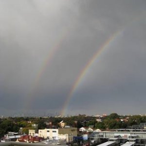 Double rainbow - it hailed that day and I thought my car was going to skid. At least there was a double rainbow.