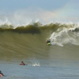 That was just after a full week of rainfall. The wave is close to a rivermouth, hence the color.