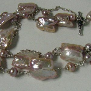 bracelet: double stick pearls/silver