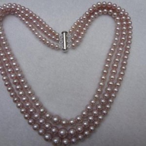 Three strand 4.5-9mm AAA round pearl necklace