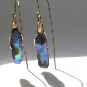 paua drop earring 9ct gold