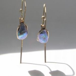 paua pearl drop9ct  gold earrings 3