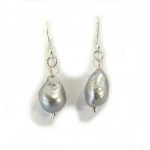 Grey freshwater pearl earrings on sterling silver