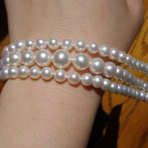 Custom PP, AAA FW triple strand bracelet. Direct sunlight.