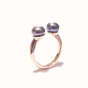 open  ring design 9ct rose gold and freshwater pearls. Designed in our studio in Oakura.
