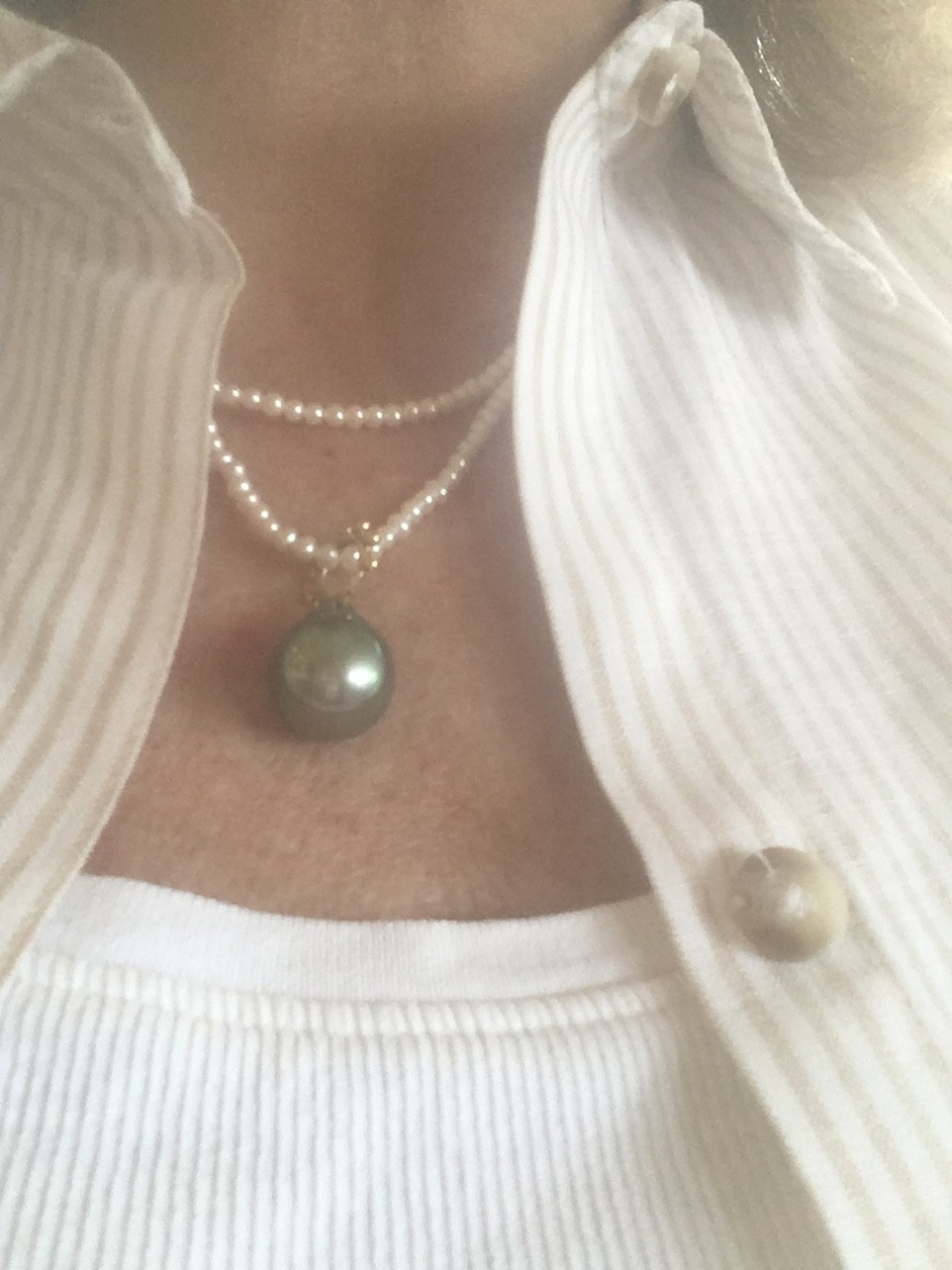 My new bumpy bale and Tahitian pearl. More projects to be worked on. Some fun new pendents. I brought old gemstone pendents and am adding pearls. I wish I would have remembered to take pictures. I’ll add pictures when they arrive.